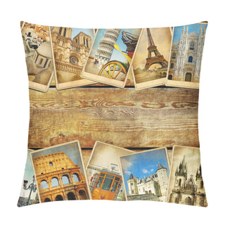 Personality  Vintage Collage Cards With Place For Text - European Travel Pillow Covers