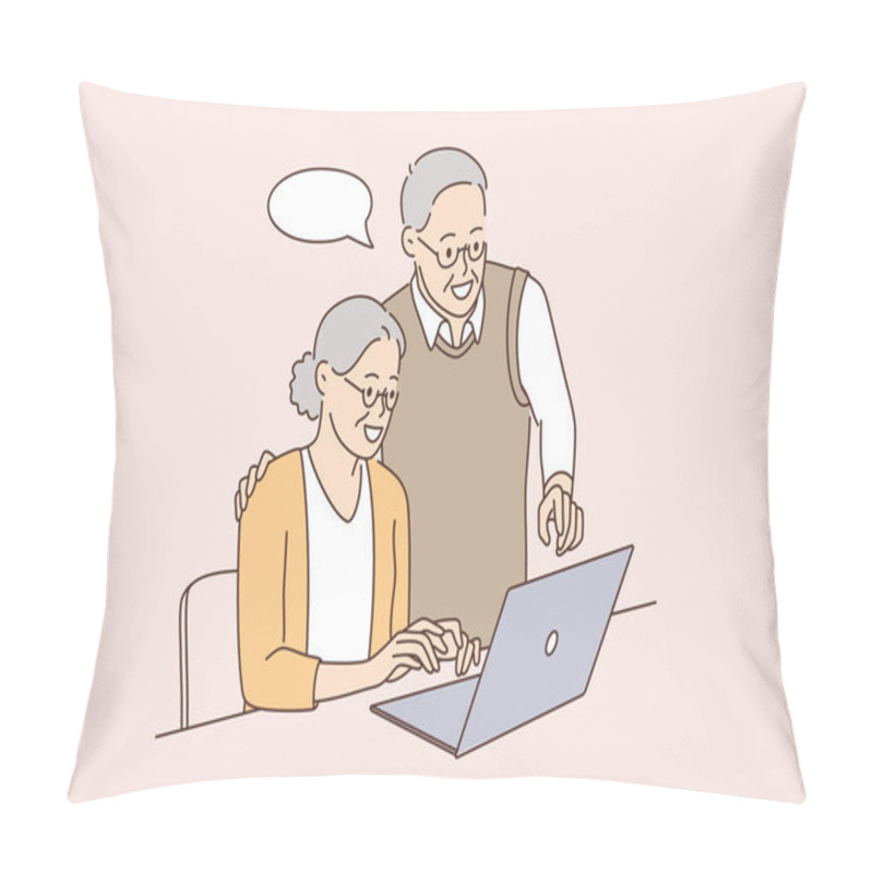 Personality  Senior People And Technologies Concept. Pillow Covers