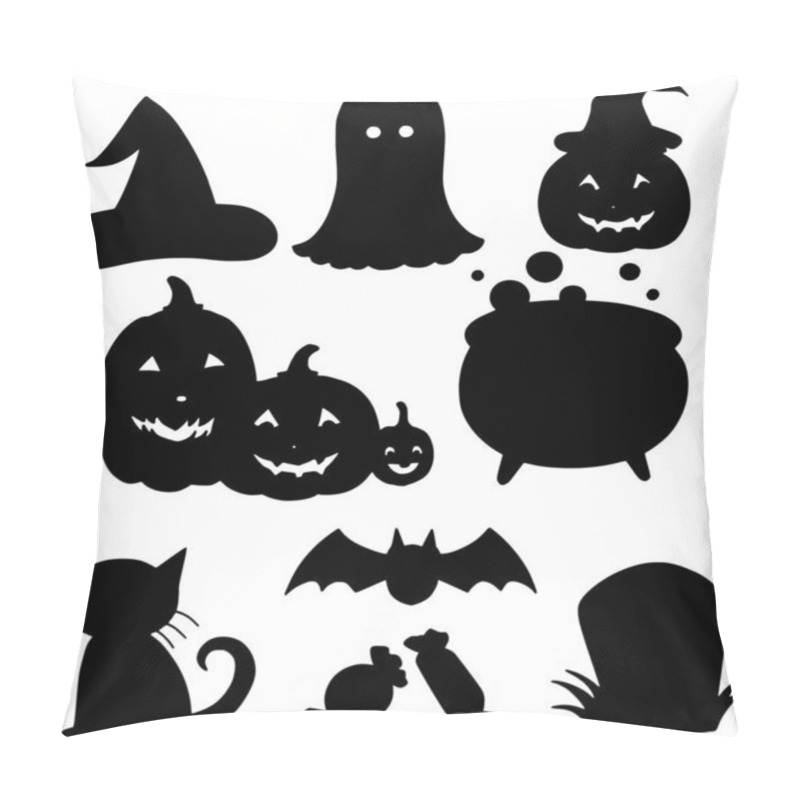 Personality  Cute Halloween Black Silhouettes Vector Illustrations Pillow Covers
