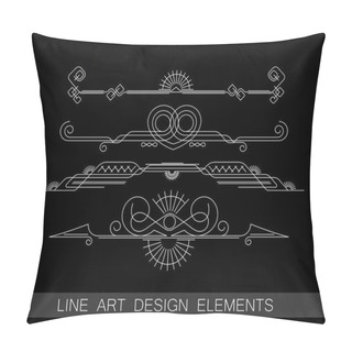 Personality  Vector Set Of Line Art Border Elements For Design Pillow Covers