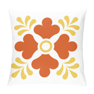 Personality  Mexican Talavera Tile Pattern. Ornament In Traditional Style From Puebla On White Background. Floral Ceramic Tile With Leaves. Folk Art Design From Mexico. Pillow Covers
