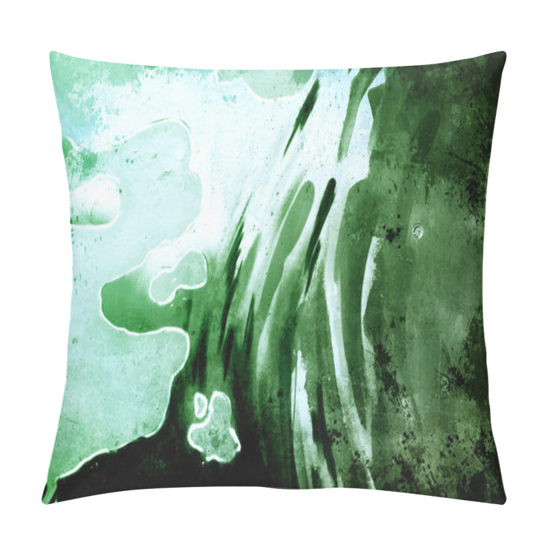 Personality  Fade green abstract background over old dirty wall, urban hip ho pillow covers