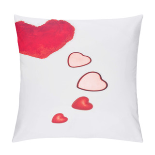 Personality  Top View Of Valentines Holiday Composition Isolated On White, St Valentines Day Concept Pillow Covers