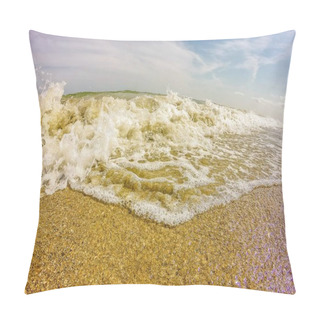 Personality  Ocean Waves Crashing Onto Sandy Beach Shores Pillow Covers