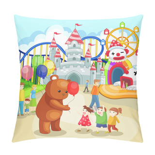 Personality  Amusement Park For Children In Summer Holiday (vector) Pillow Covers