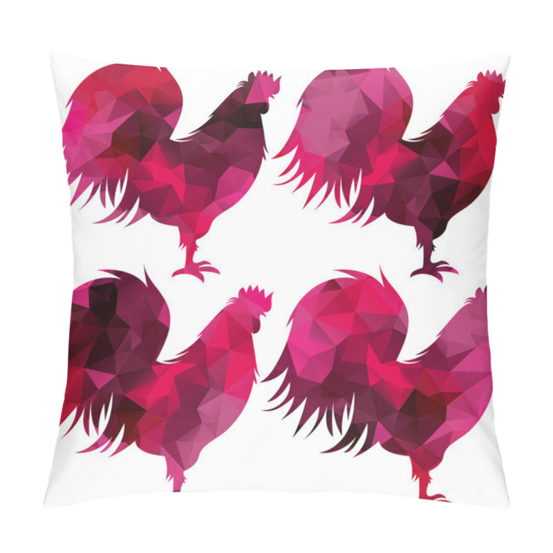 Personality  triangular geometric polygonal rooster, isolated illustration of cock on white background pillow covers
