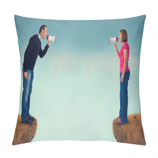Personality  Man And Woman Conflict Concept Pillow Covers