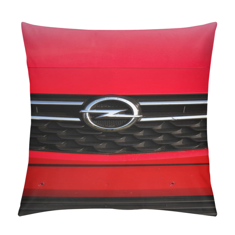 Personality  Opel Company Logo On Car In Front Of Dealership Building Pillow Covers