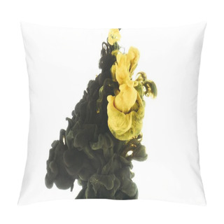Personality  Mixing Of Black And Yellow Paint Splashes, Isolated On White Pillow Covers