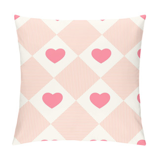 Personality  Primitive Retro Seamless Background With Hearts In Square Cells Pillow Covers