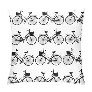 Personality  Vintage Black Bicycles, Seamless Pattern Black And White. Vector Pillow Covers