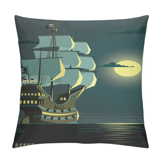 Personality  Lonely Pirate Ship On A Night Open Sea Pillow Covers