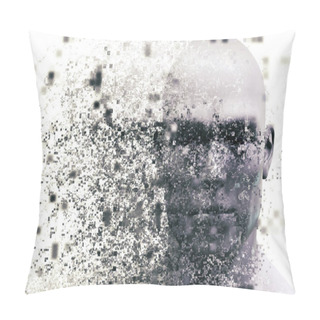 Personality  Man Face With Pixel Dispersion Effect Pillow Covers