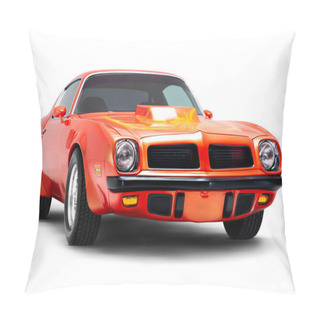 Personality  Izmir, Turkey - July 11, 2020: Front View Of A 1974 Pontiac Brand Trans Am Firebird In A Studio Shot. Pillow Covers