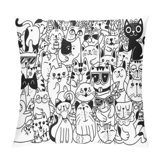 Personality  Hand Drawn Vector Illustrations Of Cats Characters. Sketch Style. Doodle, Different Species Of Cats , Vector Illustration For Children  , Illustration For Coloring Book ,Each On A Separate Layer. Pillow Covers