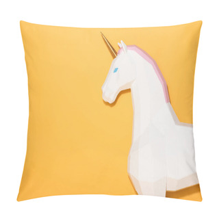 Personality  Side View Of Decorative Unicorn Standing On Yellow Background  Pillow Covers