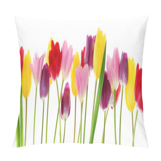 Personality  Spring Tulip Flowers In A Row Pillow Covers