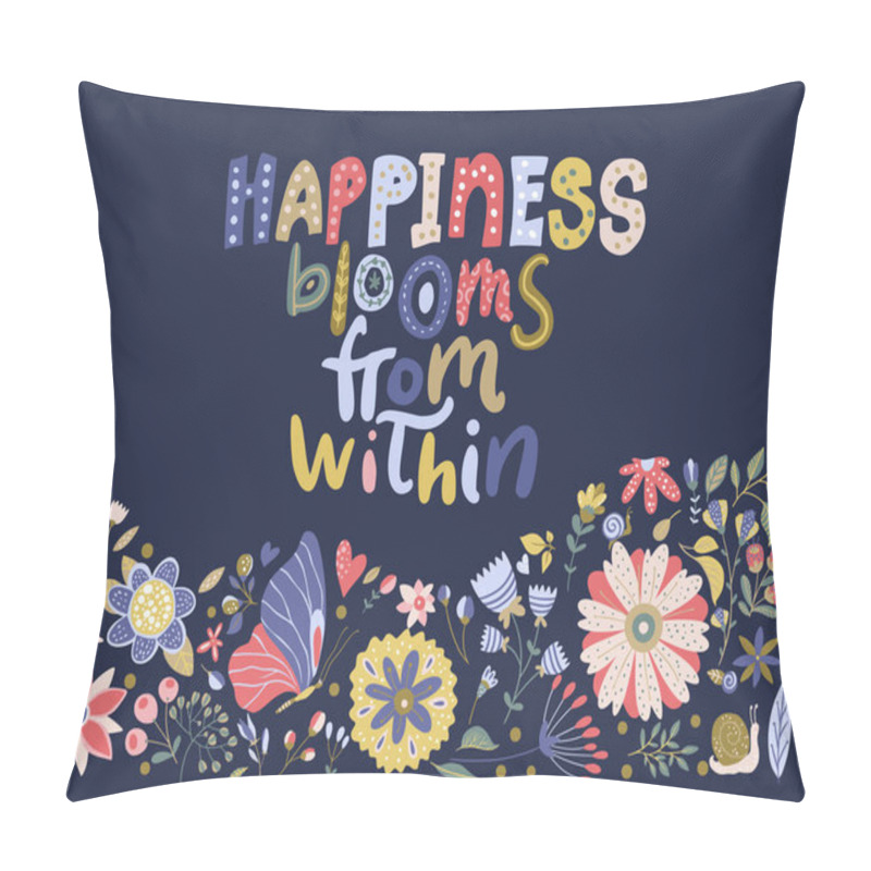 Personality  Floral vector lettering card in a flat style. pillow covers