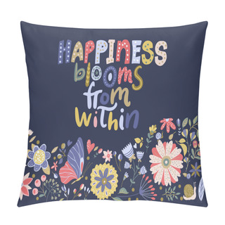 Personality  Floral Vector Lettering Card In A Flat Style. Pillow Covers
