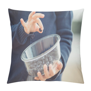 Personality  The Girl Eating Blueberries From A Glass Bowl  Pillow Covers