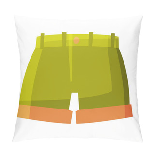 Personality  Green Shorts, Summer Vacation Object, Traveling And Tourism Vector Illustration On White Background Pillow Covers