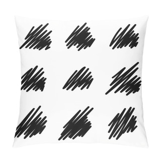 Personality  Black Artistic Scribble Outline Hand Drawn Marker Pen Set On White Background. Pillow Covers
