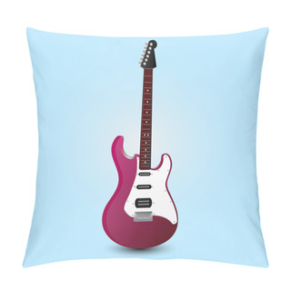 Personality  Stylized Electric Guitar In Pink Color Pillow Covers