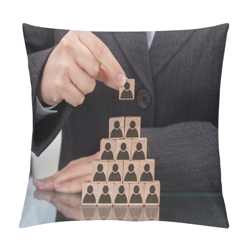 Personality  Businesswoman Stacking Wooden Team Blocks pillow covers