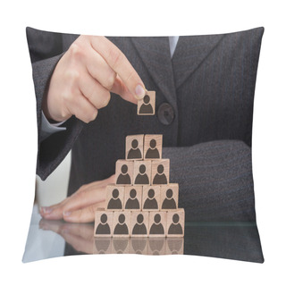 Personality  Businesswoman Stacking Wooden Team Blocks Pillow Covers