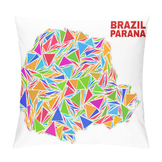 Personality  Parana State Map - Mosaic Of Color Triangles Pillow Covers