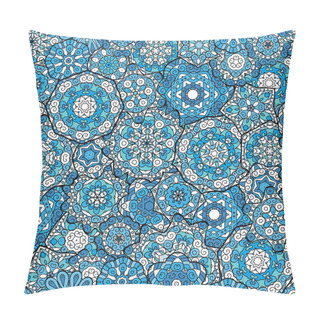 Personality  Seamless Oriental Ornamental Pattern. Vector Laced Decorative Background With Floral And Geometric Ornament. Repeating  Tiles  Mandala. Indian Or Arabic Motive. Boho Festival Style. Pillow Covers