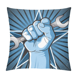 Personality  Revolutionary Punching Fist And Spanner Sign. Pillow Covers