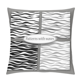 Personality  Set Of Seamless Patterns Of Waves. Seamless Pattern Waves. Sea Theme. Pillow Covers
