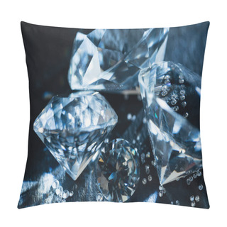 Personality  Close Up Of Pure Blue Diamonds On Black Background Pillow Covers
