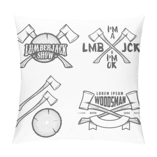 Personality  Set Of Lumberjack Labels, Emblems And Design Elements Pillow Covers