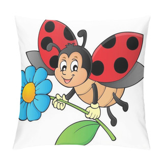 Personality  Ladybug Holding Flower Theme Image 1 Pillow Covers
