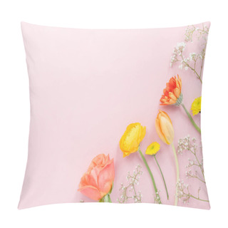 Personality  Gentle Floral Composition On Pink Pillow Covers