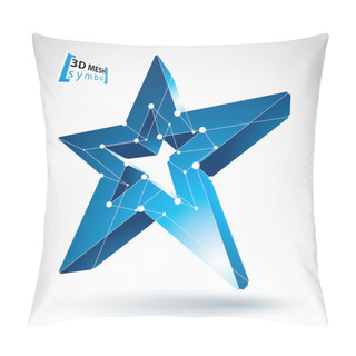 Personality  3d Mesh Blue Star Sign Isolated On White Background, Colorful El Pillow Covers