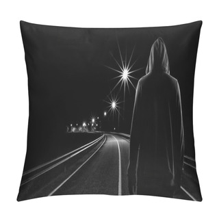 Personality  Teenager Boy Standing Alone In The Street At Night Pillow Covers