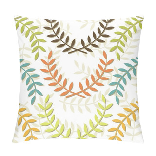 Personality  Colorful Retro Leaves On Branches In Rows On White Background Botanical Abstract Seamless Pattern Pillow Covers