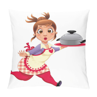 Personality  Housewife With Pot. Pillow Covers