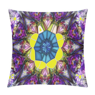 Personality  Stained Glass Mosaic. Geometric Abstract Ornament. Kaleidoscop Pillow Covers