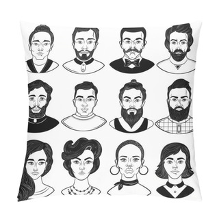 Personality  Faces Monochrome Set Pillow Covers