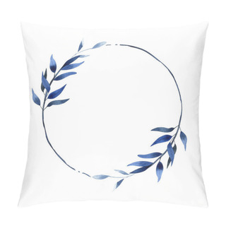Personality  Wreath - Hand Painted Watercolor Illustration In Deep Blue And Gold Shades Pillow Covers