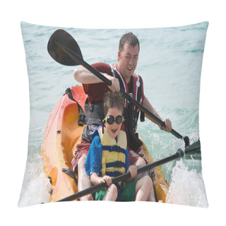 Personality  Father And Son Kayaking Pillow Covers