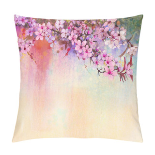 Personality  Watercolor Painting Cherry Blossoms - Japanese Cherry - Pink Sakura Floral In Soft Color Over Blurred Nature Background Pillow Covers