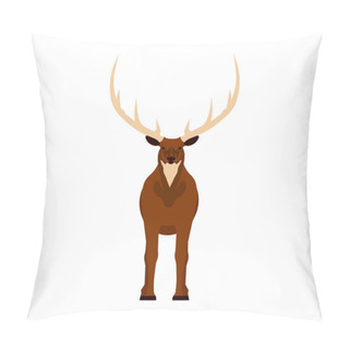 Personality  Elk Vector Illustration Icon Front View. Wildlife Deer Mammal  Pillow Covers