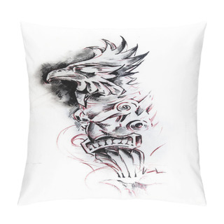 Personality  Totem, Sketch Of Tattoo Pillow Covers