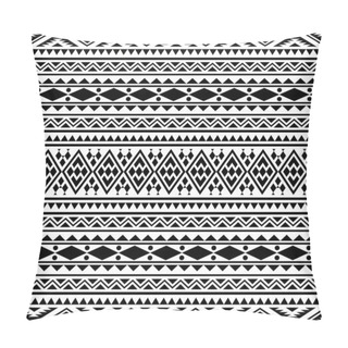 Personality  Traditional Ikat Aztec Ethnic Pattern Vector In Black And White Color Pillow Covers