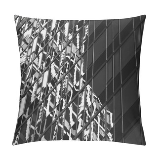 Personality  A Greyscale Closeup Shot Of A Modern Business Building In The Middle Of The City Pillow Covers